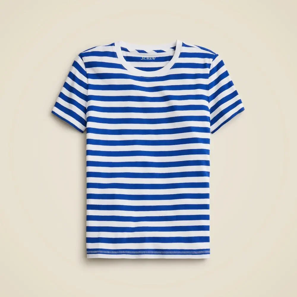 NWT J.Crew Vintage Classic-Fit Crewneck T-Shirt Blue White Stripe Size Small